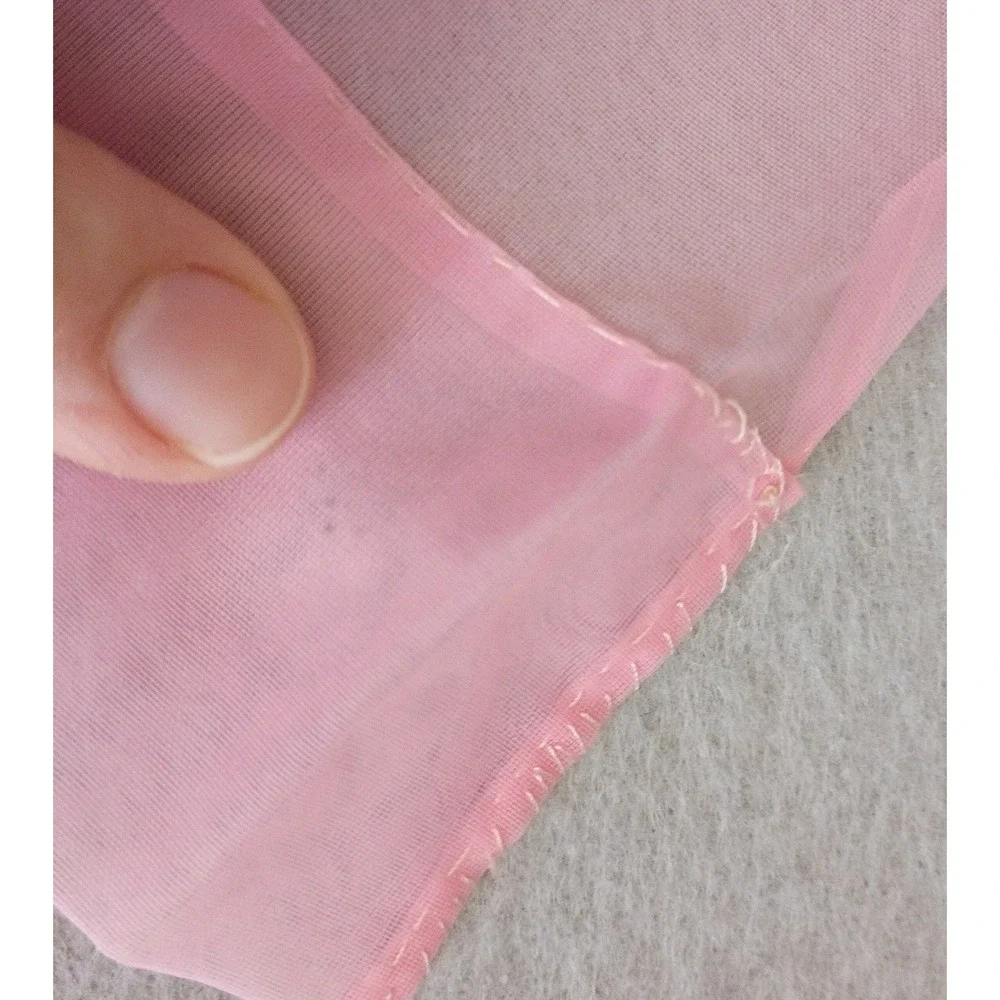 Vintage Handmade‎ Half Apron Sheer Pink Floral Shabby Chic Cottagecore Cute